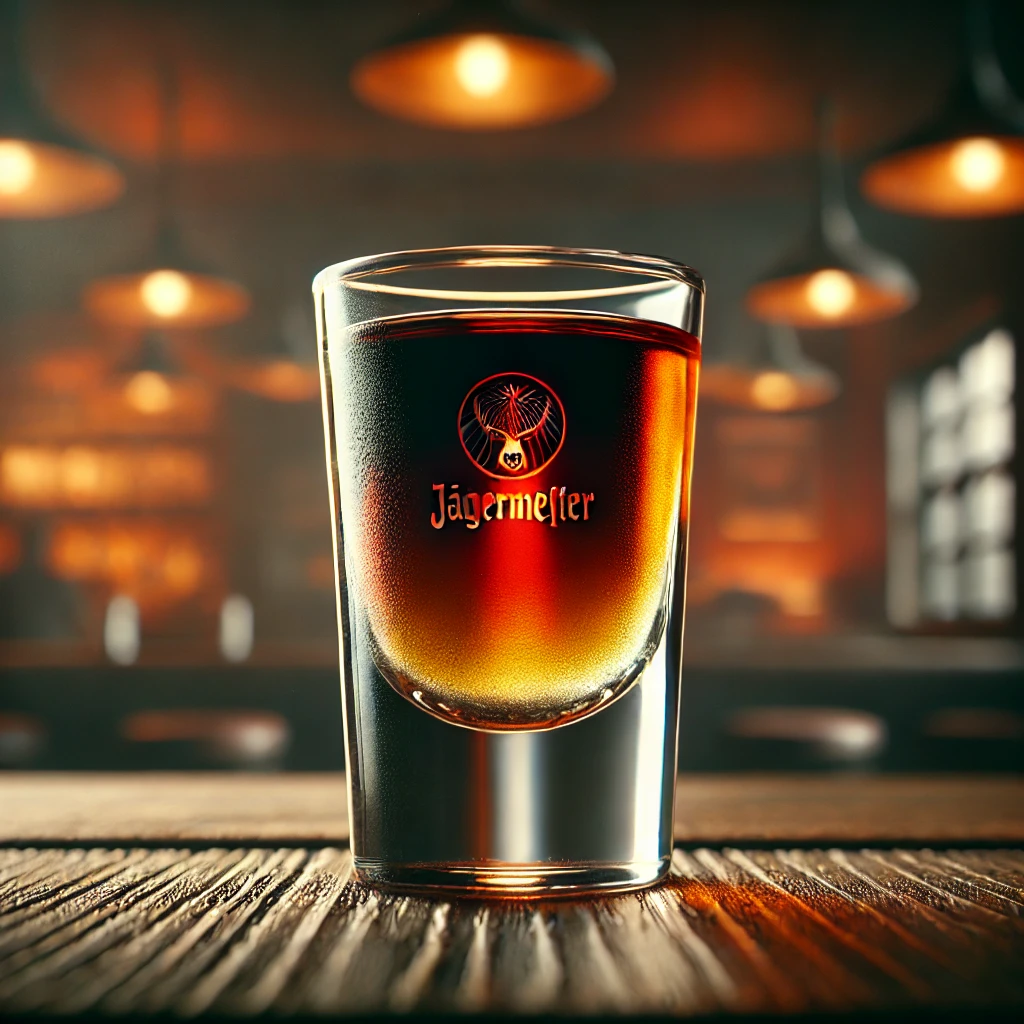 Jägerbomb z kieliszkiem i szklanką energetyka