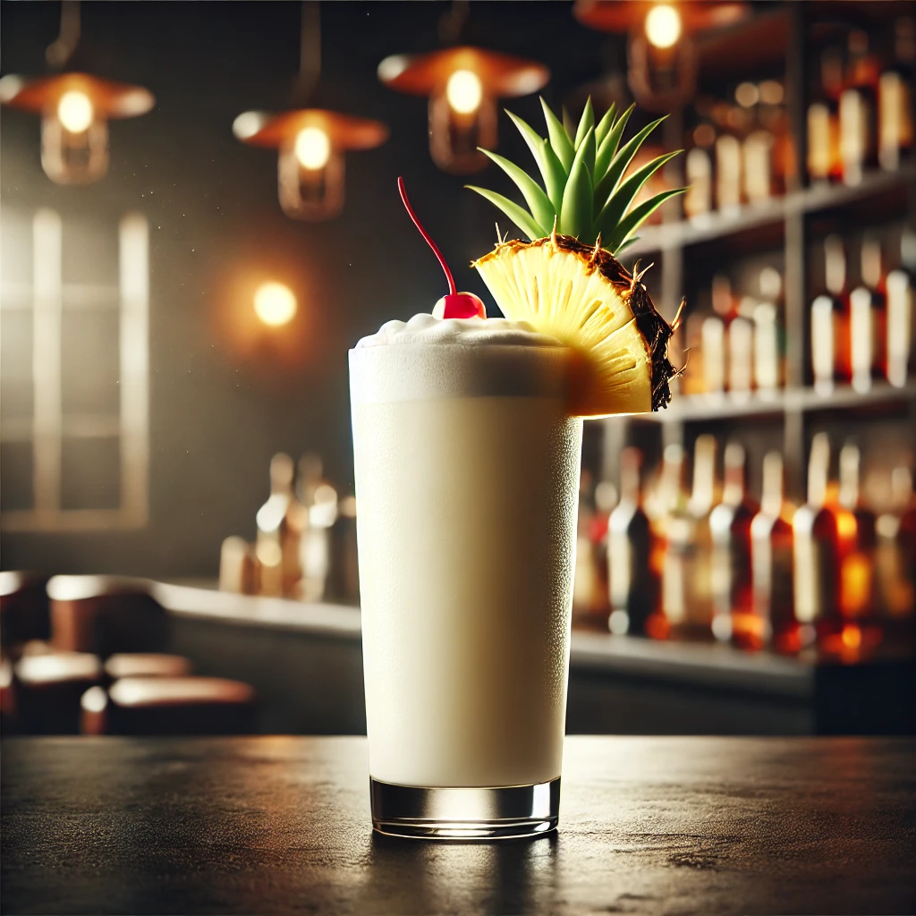 Piña Colada w szklance z kruszonym lodem