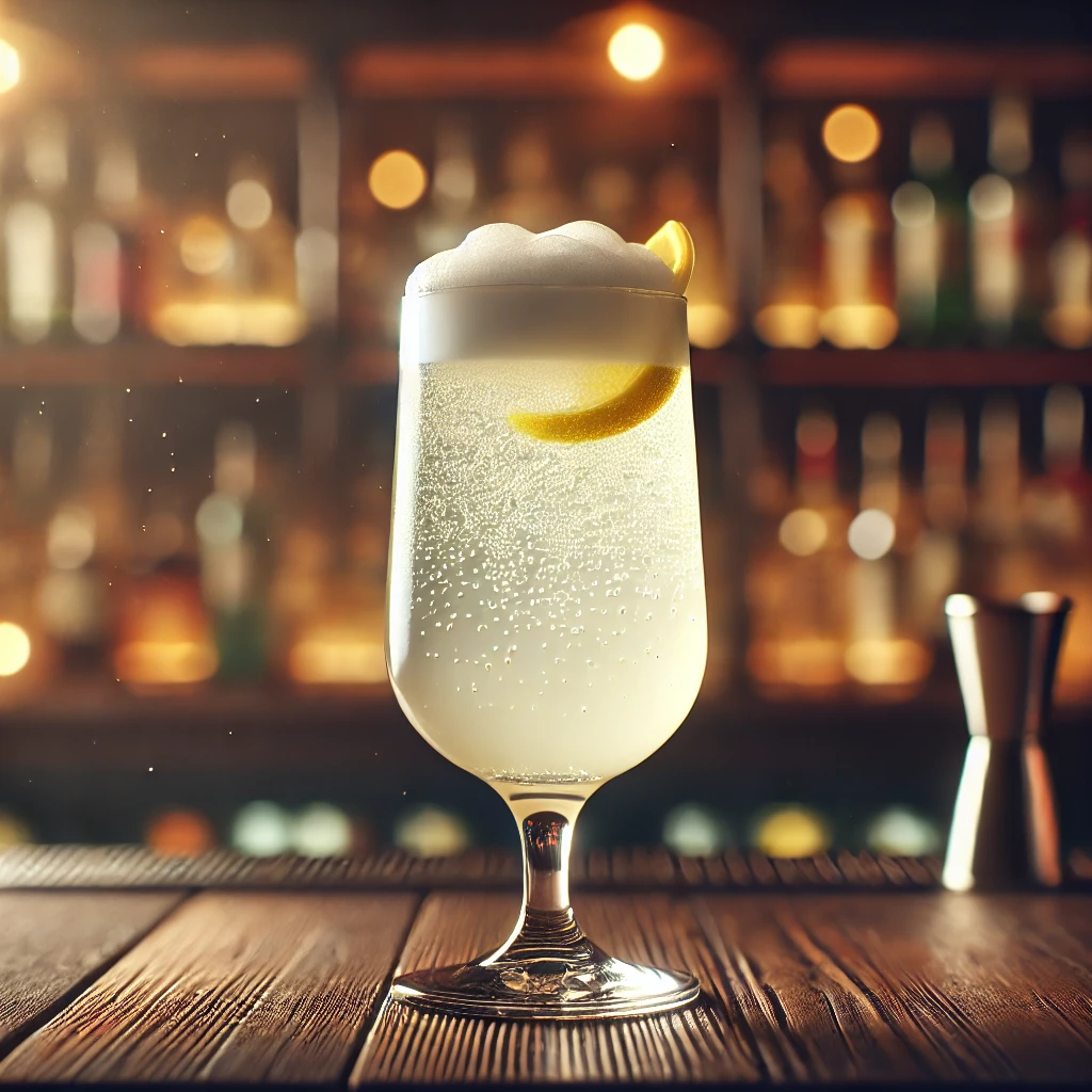 Gin Fizz w wysokiej szklance z pianką z białka jajka