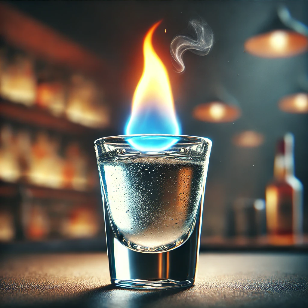 Sambuca Flaming w kieliszku shot