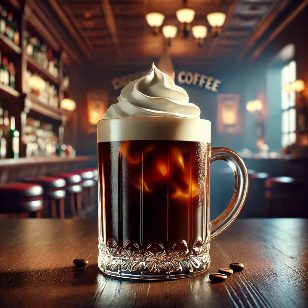 Irish Coffee w filiżance z bitą śmietaną